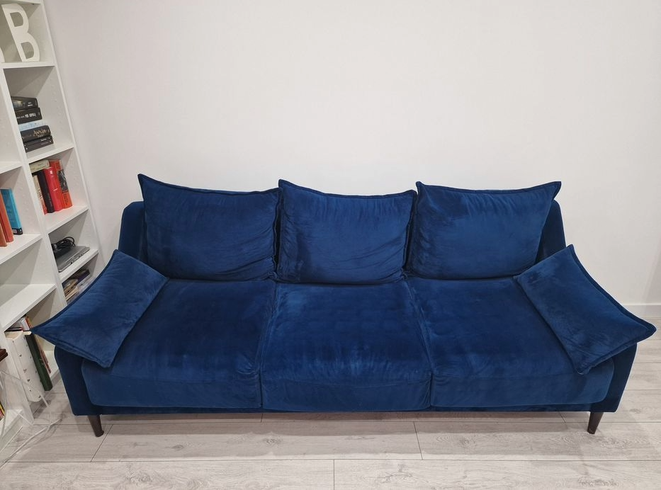 Sofa kanapa welurowa granatowa